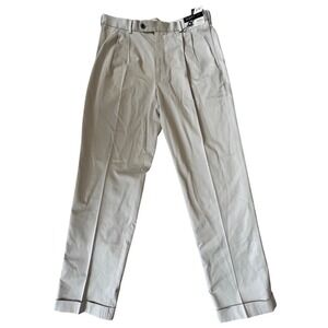 NEW! Joseph & Feiss Mens Khaki Pleated Dress Pants 36x34 Cotton‎ Cuffed Non Iron
